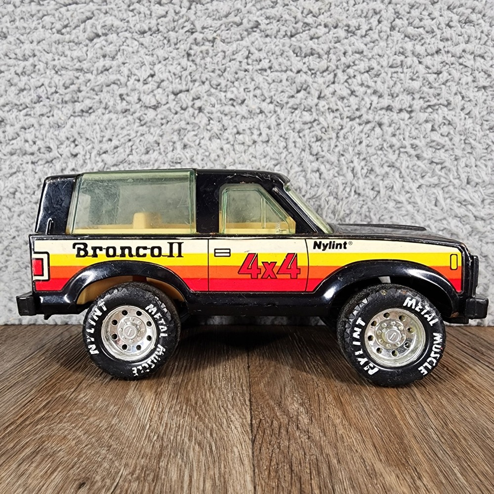 Vintage Nylint Ford Bronco II 4x4 Pressed Steel Toy Truck Black Sunset Graphics